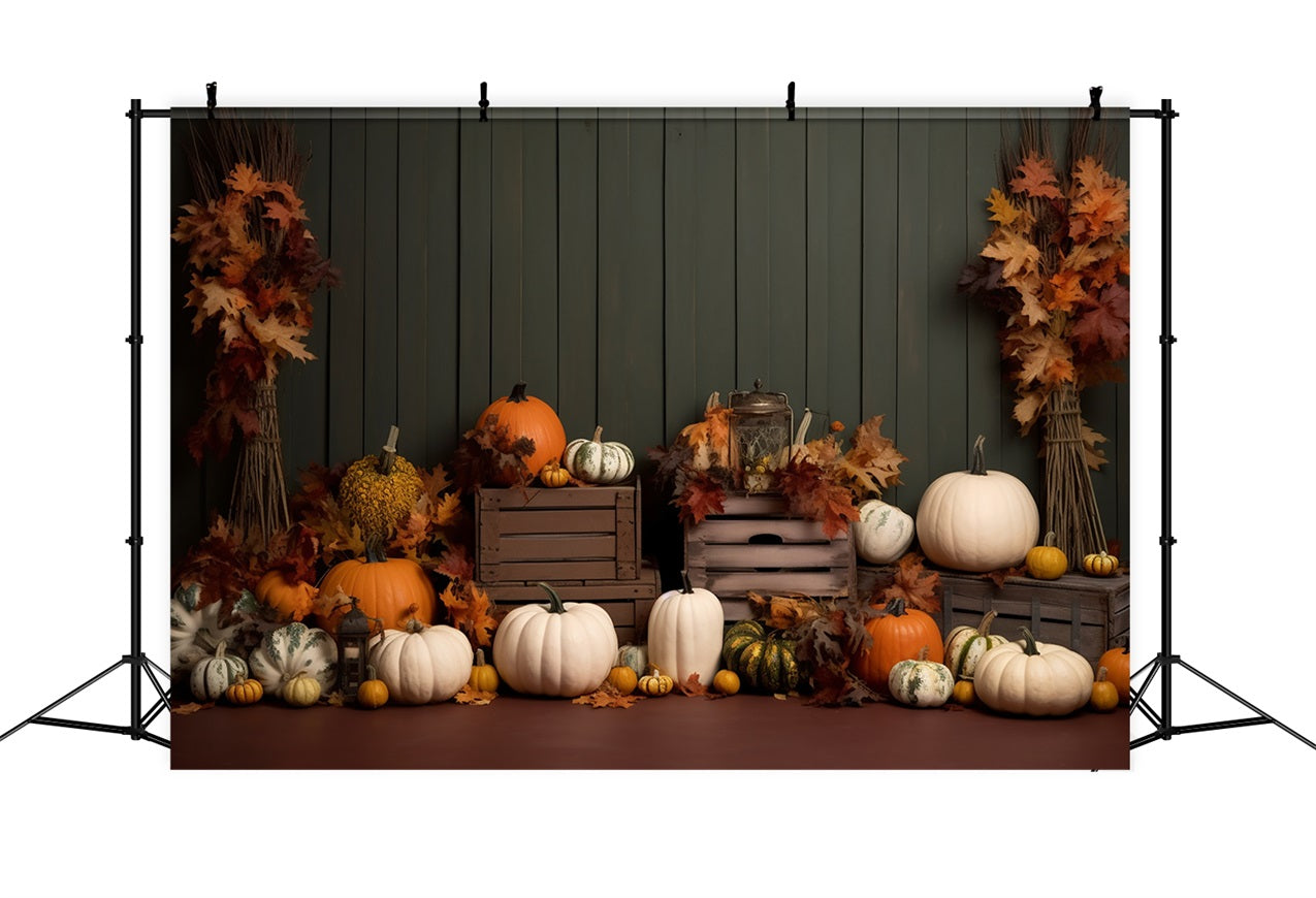 Cozy Farmhouse Pumpkins Autumn Leaves Backdrop BRP9-202