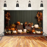 Cozy Farmhouse Pumpkins Autumn Leaves Backdrop BRP9-202