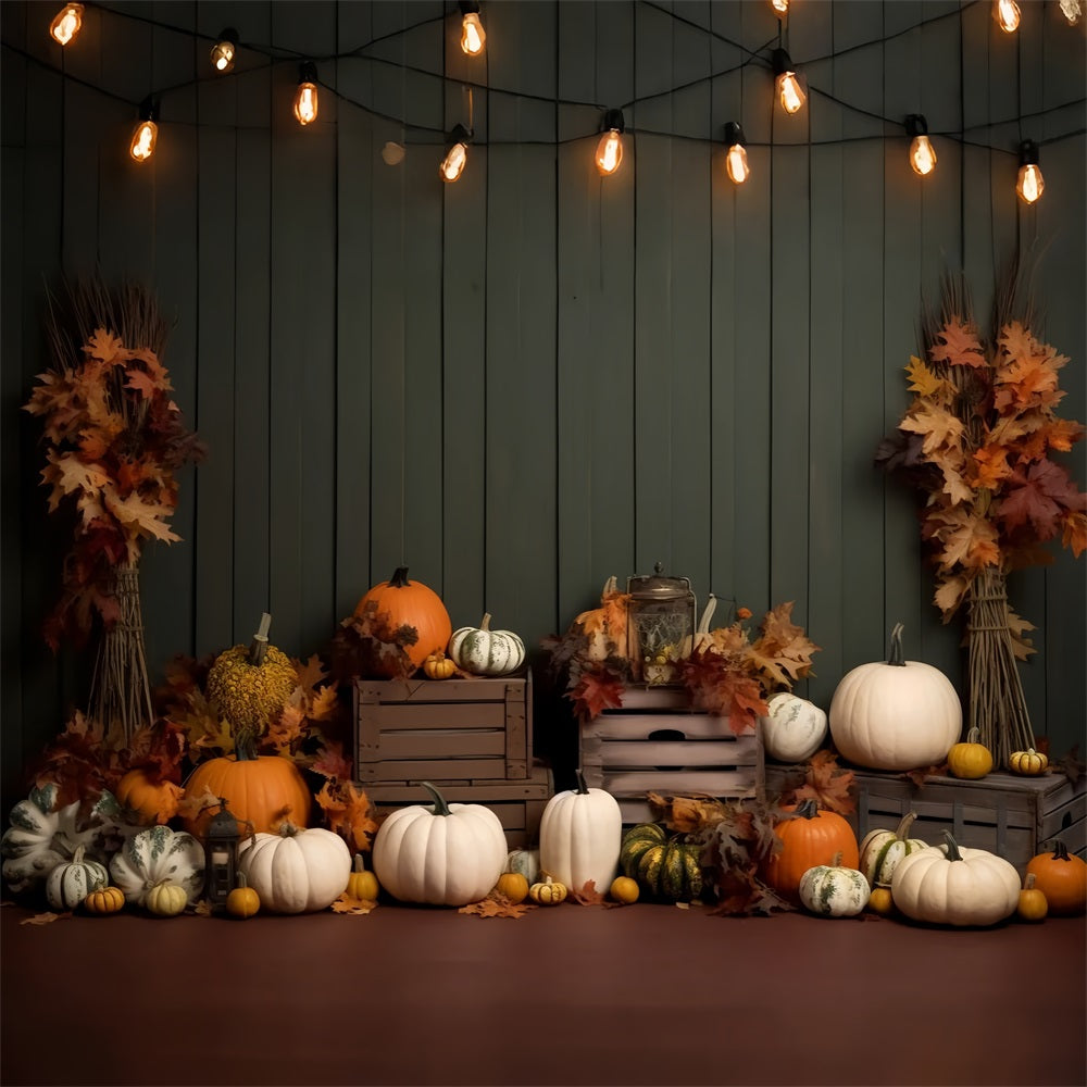 Cozy Farmhouse Pumpkins Autumn Leaves Backdrop BRP9-202