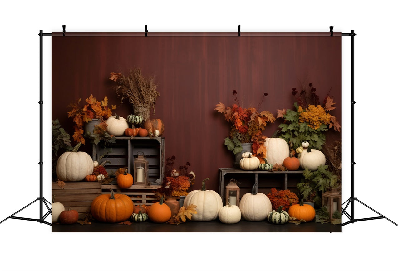 Fall Harvest Display Pumpkins Lanterns Backdrop BRP9-203