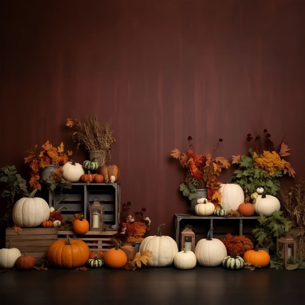 Fall Harvest Display Pumpkins Lanterns Backdrop BRP9-203