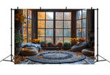 Autumn Sunflower Pumpkin Window Nook Backdrop BRP9-204