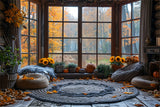 Autumn Sunflower Pumpkin Window Nook Backdrop BRP9-204