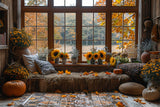 Autumn Sunflowers Cozy Window Nook Backdrop BRP9-206