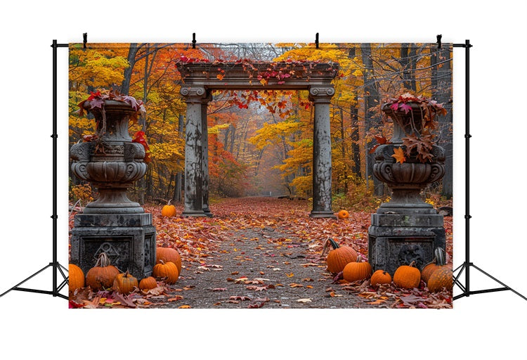 Enchanted Autumn Forest Stone Columns Backdrop BRP9-208