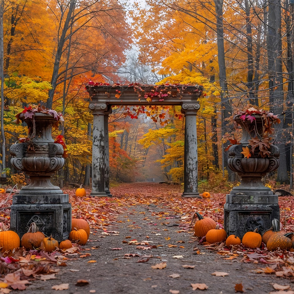 Enchanted Autumn Forest Stone Columns Backdrop BRP9-208