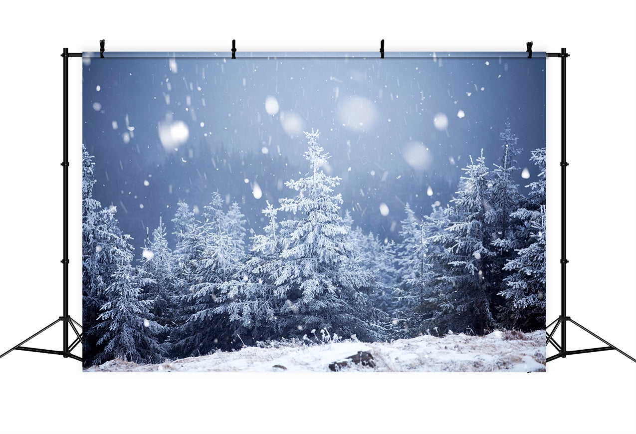 Winter Night Snowfall Moonlit Starry Backdrop BRP9-214