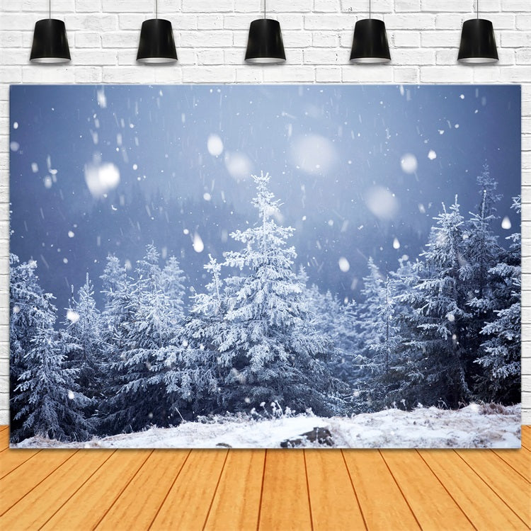 Winter Night Snowfall Moonlit Starry Backdrop BRP9-214