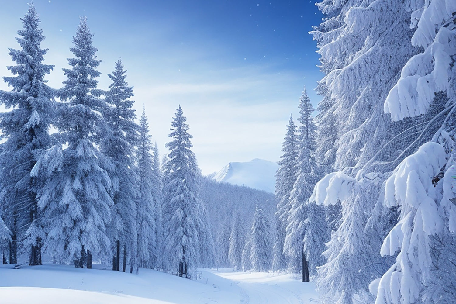 Serene Snowy Pine Tree Landscape Winter Backdrop BRP9-217