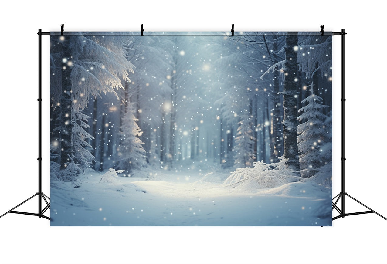 Winter Night Snowfall Enchanted Forest Backdrop BRP9-222