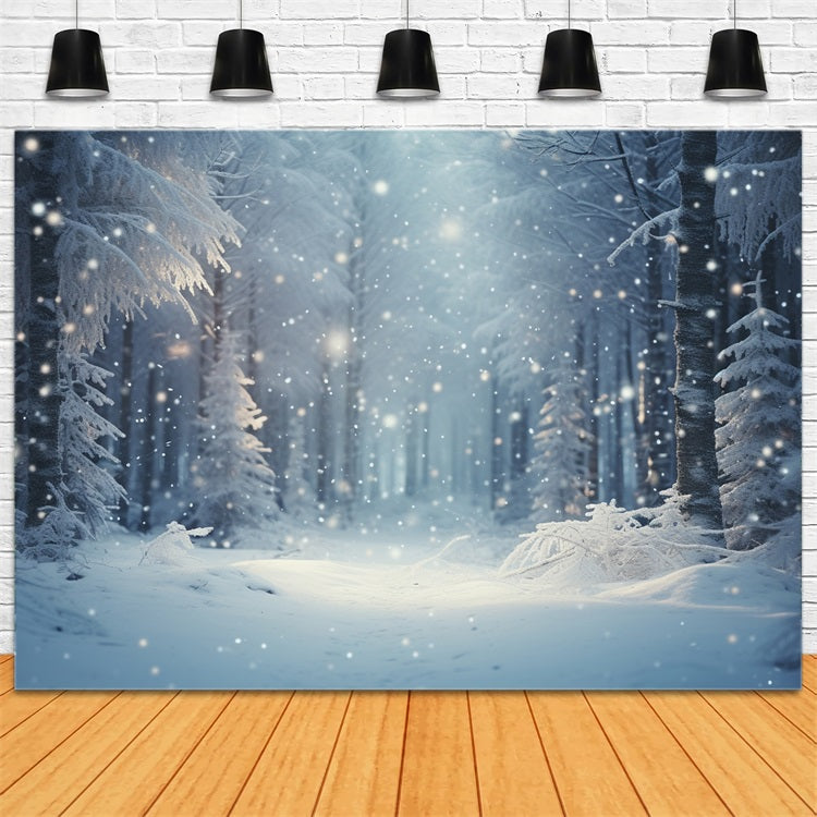 Winter Night Snowfall Enchanted Forest Backdrop BRP9-222