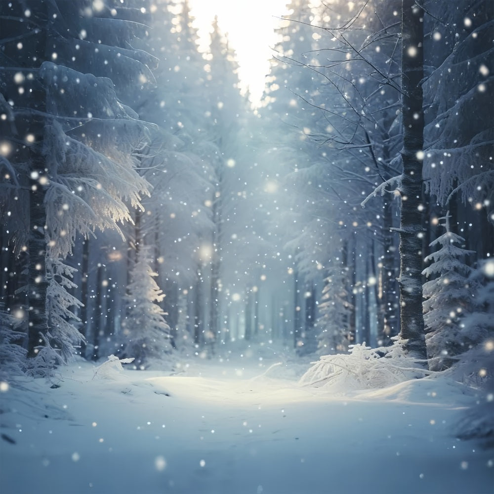 Winter Night Snowfall Enchanted Forest Backdrop BRP9-222