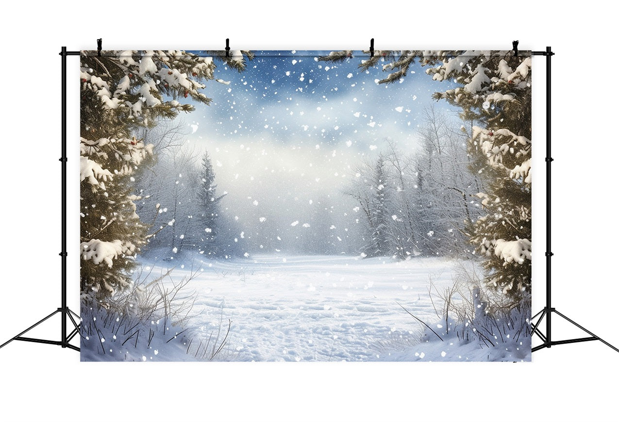 Pine Forest Covered Snow Winter Backdrop BRP9-223