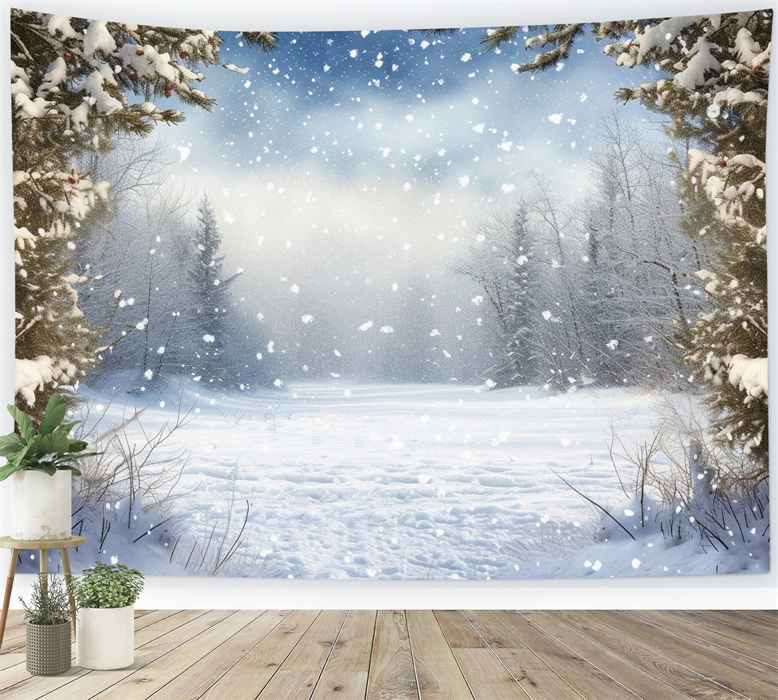 Pine Forest Covered Snow Winter Backdrop BRP9-223