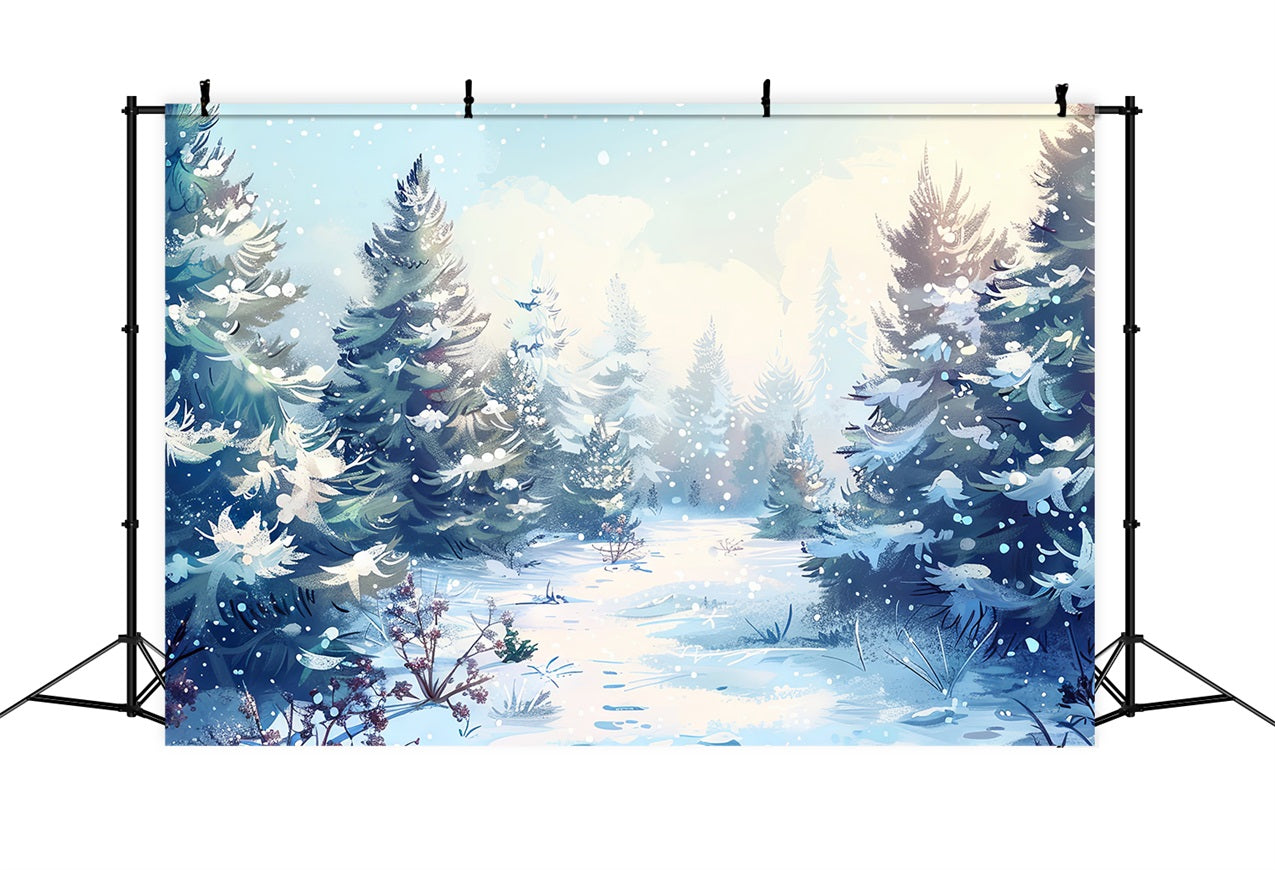 Cosmic Winter Forest With Snowfall Backdrop BRP9-225