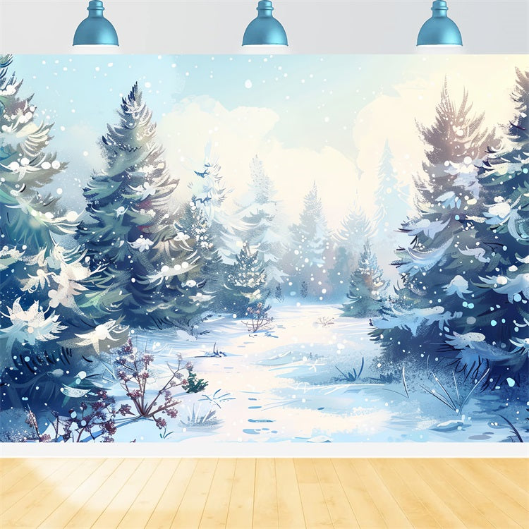 Cosmic Winter Forest With Snowfall Backdrop BRP9-225