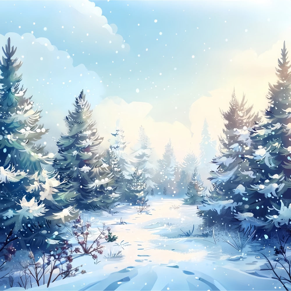 Cosmic Winter Forest With Snowfall Backdrop BRP9-225