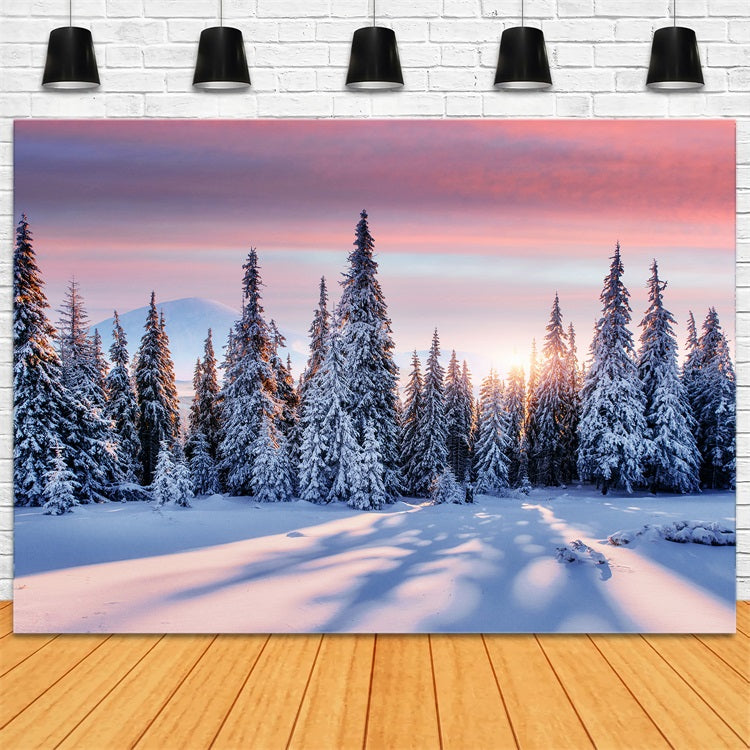 Winter Sunrise Over Snowy Forest Backdrop BRP9-226