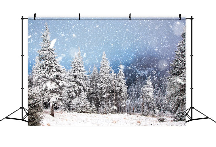 Snowfall Winter Pine Forest Photography Backdrop BRP9-230