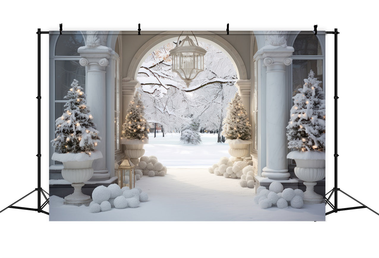 Winter Wonderland Courtyard Marble Arch Backdrop BRP9-235