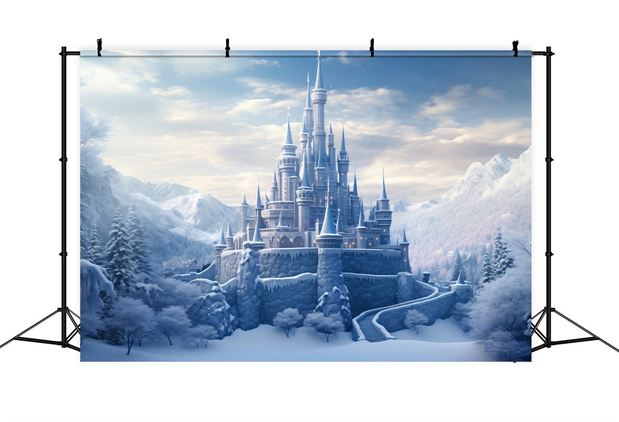 Winter Dreamy Castle Icy Landscapes Backdrop BRP9-242