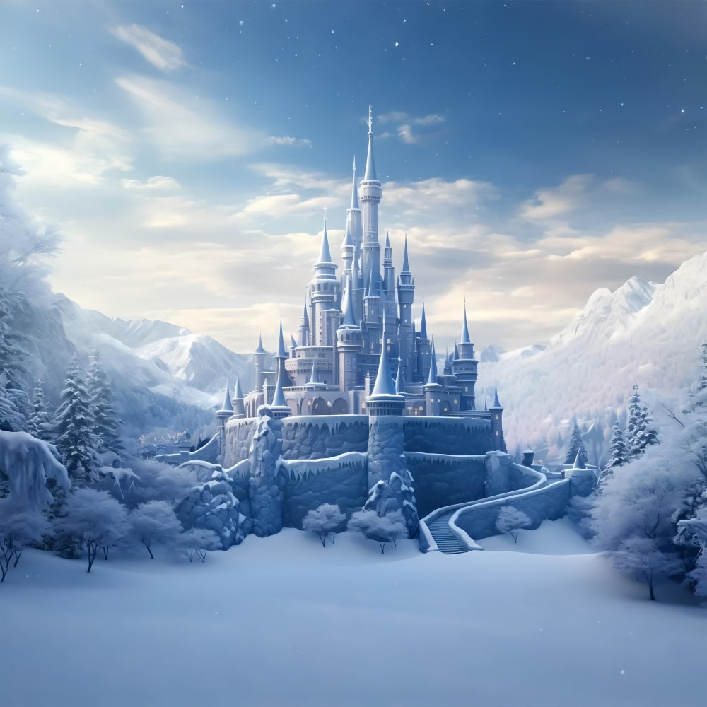 Winter Dreamy Castle Icy Landscapes Backdrop BRP9-242