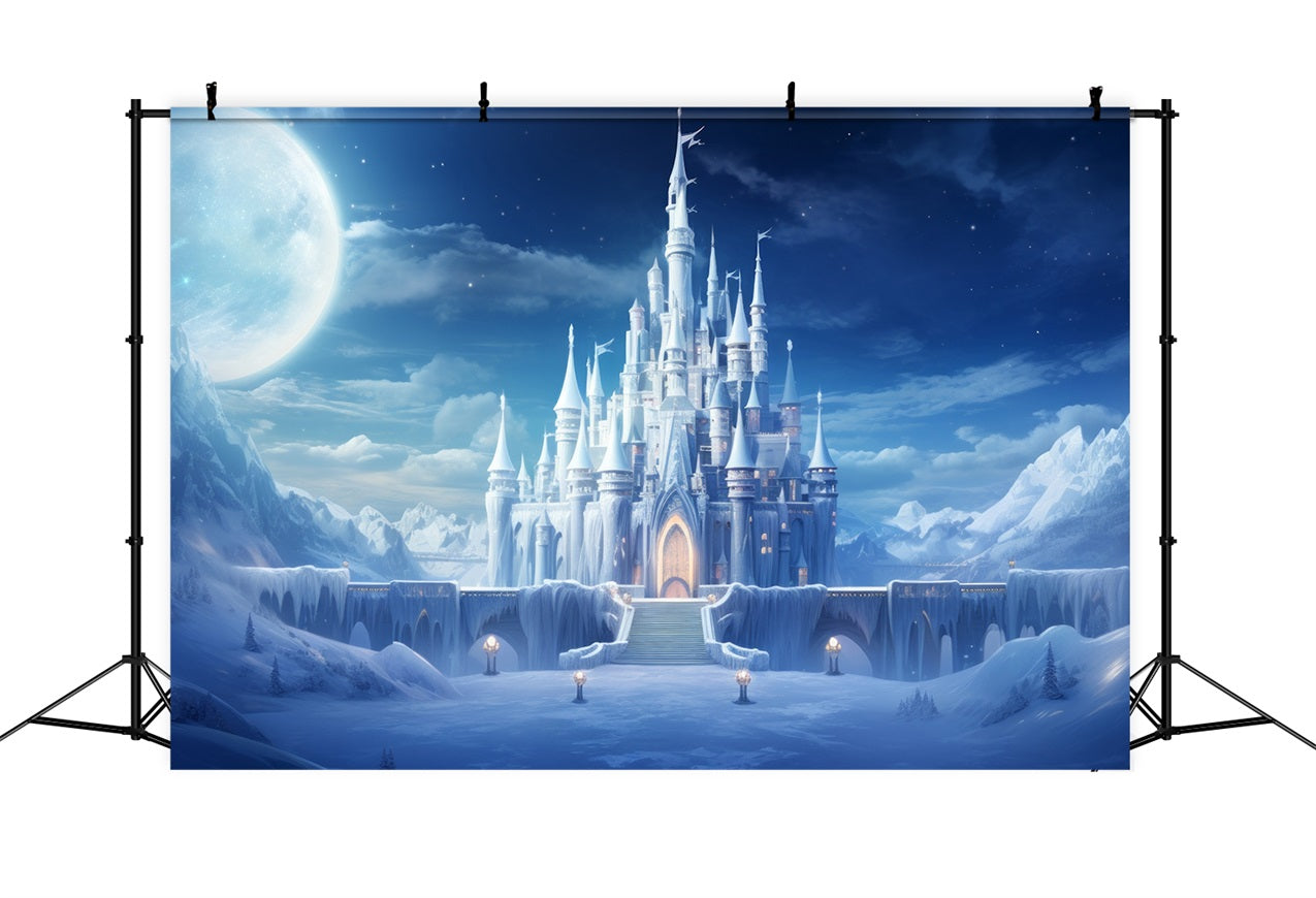 Winter Kingdom Castle Under Starry Sky Backdrop BRP9-246