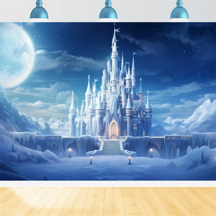 Winter Kingdom Castle Under Starry Sky Backdrop BRP9-246