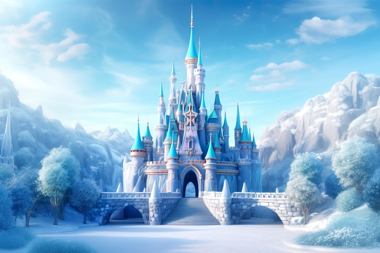 Fairytale Castle Winter Wonderland Setting Backdrop BRP9-248