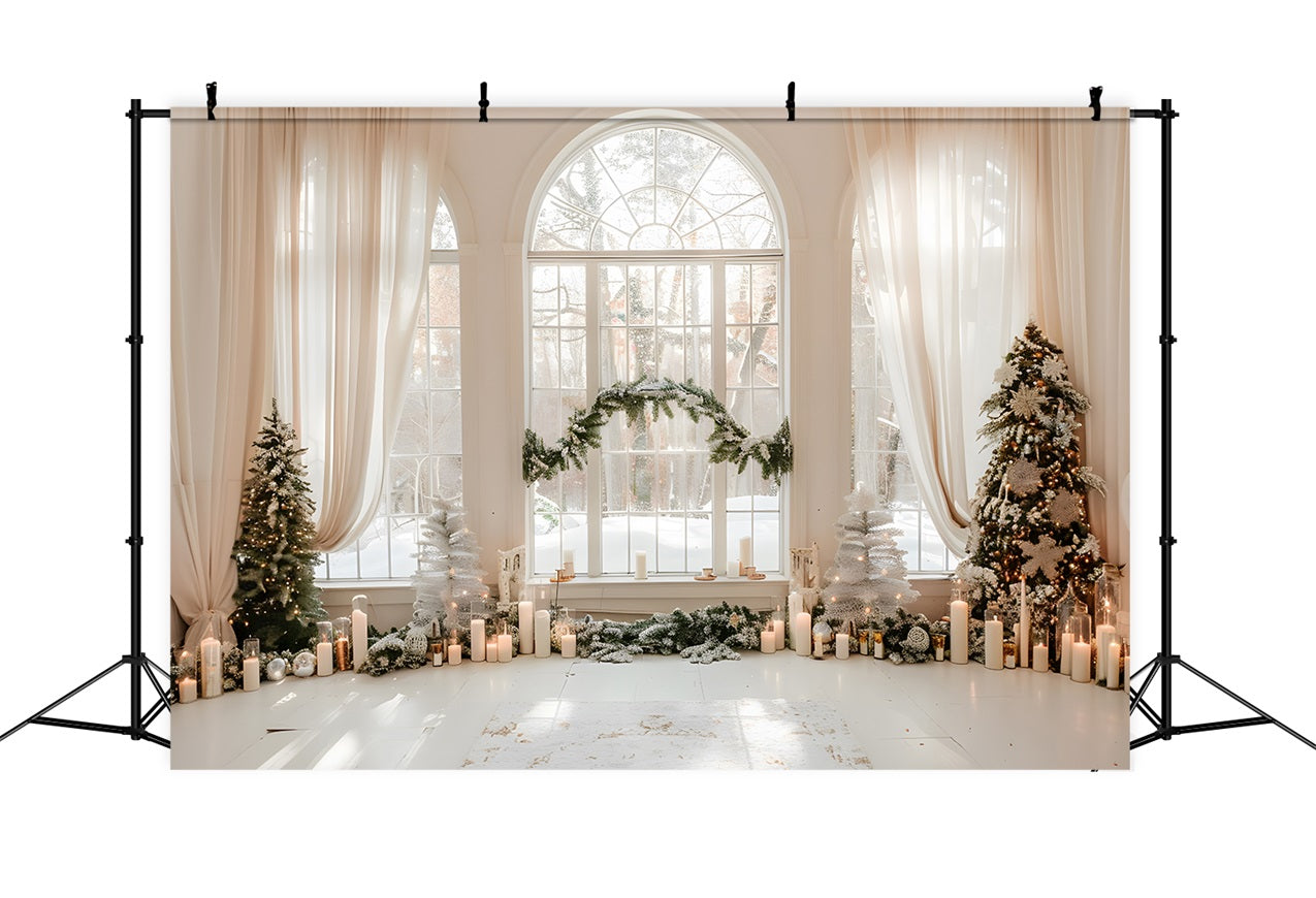 Serene Winter Window Christmas Candlelight Backdrop BRP9-256