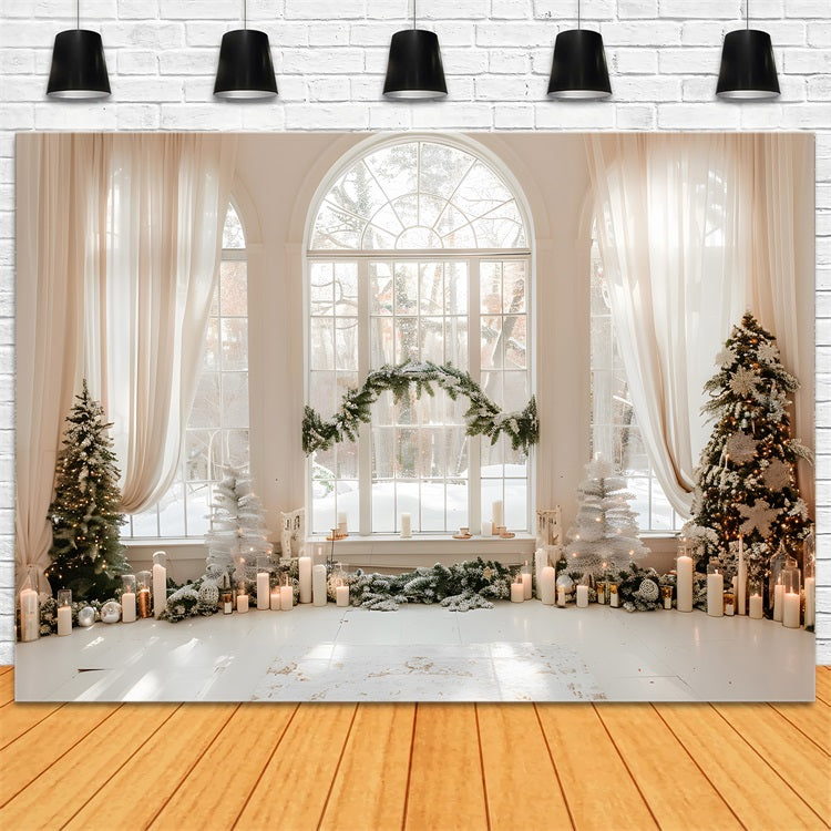 Serene Winter Window Christmas Candlelight Backdrop BRP9-256