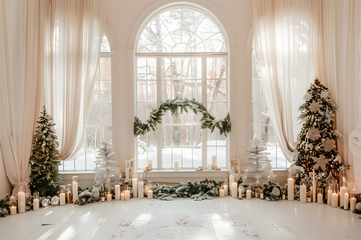 Serene Winter Window Christmas Candlelight Backdrop BRP9-256