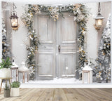 Winter Wonderland Door Snow Covered Trees Backdrop BRP9-257