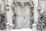 Winter Wonderland Door Snow Covered Trees Backdrop BRP9-257