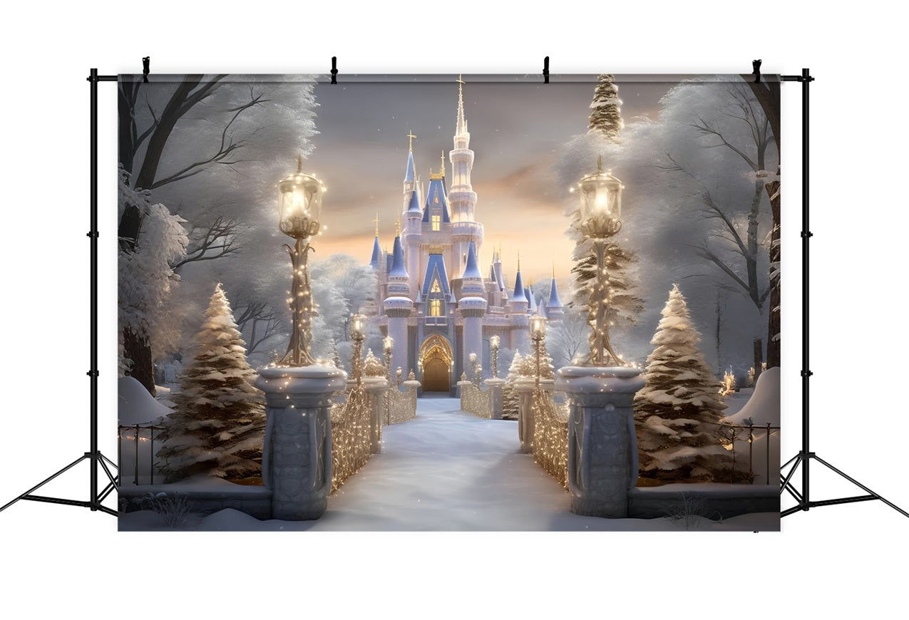 Winter Royal Castle Pathway Snowy Wonderland Backdrop BRP9-266