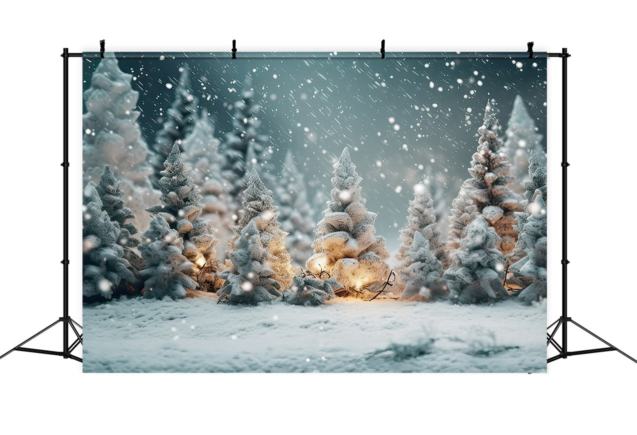 Winter Night Forest Snowflakes Photography Backdrop BRP9-268