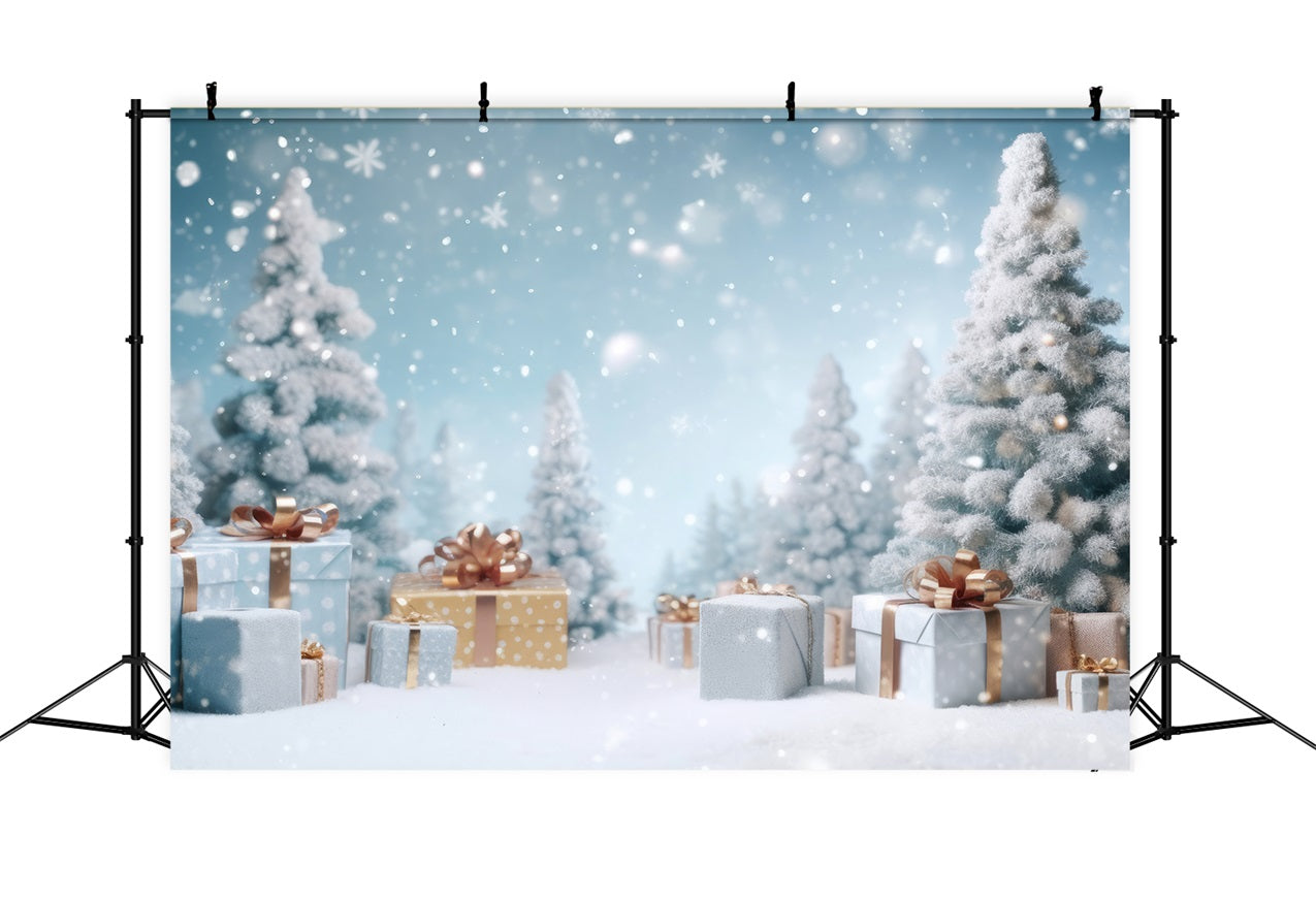 Winter Snowy Trees Holiday Gift Decorations Backdrop BRP9-269