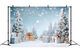 Winter Snowy Trees Holiday Gift Decorations Backdrop BRP9-269