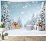 Winter Snowy Trees Holiday Gift Decorations Backdrop BRP9-269