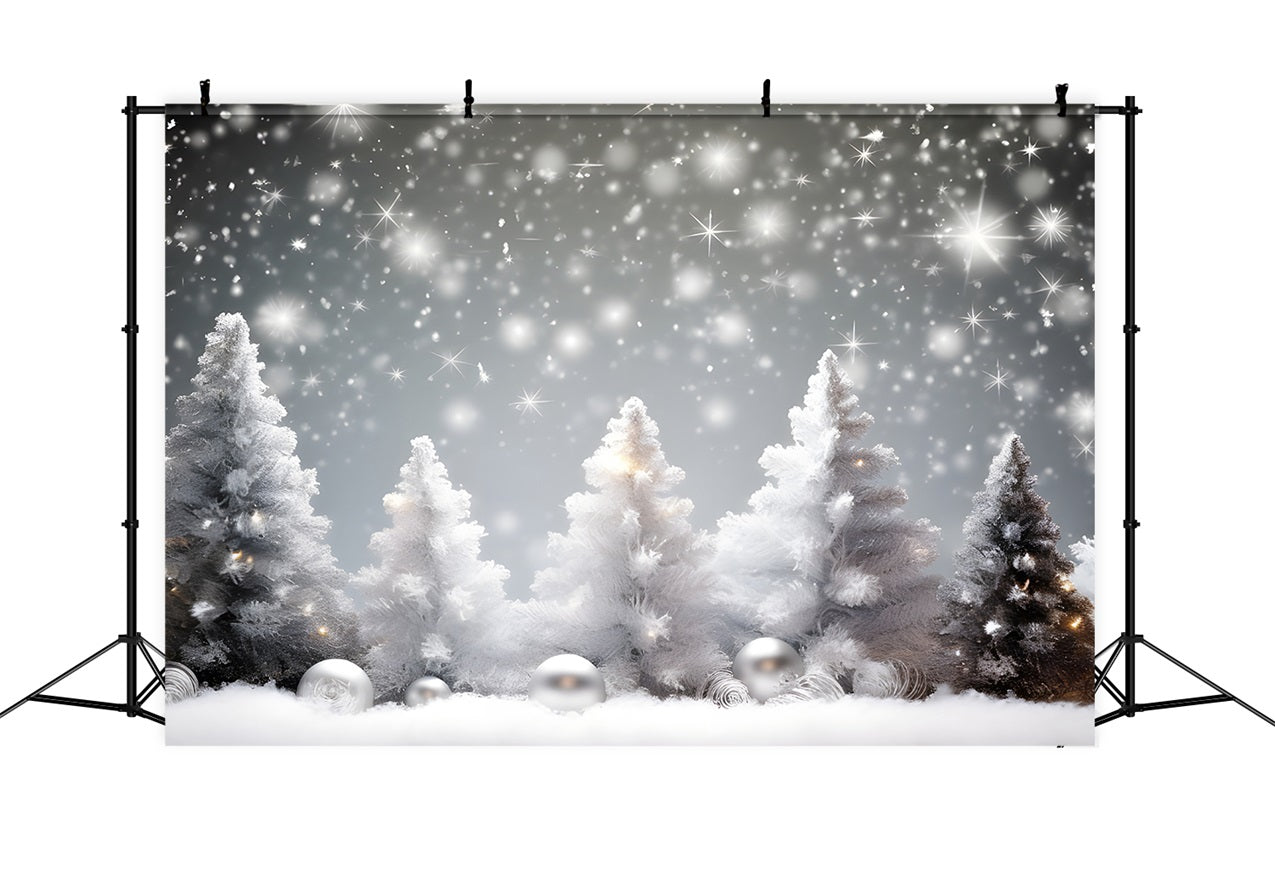 Winter Twilight Pine Trees Sparkling Snowfall Backdrop BRP9-273