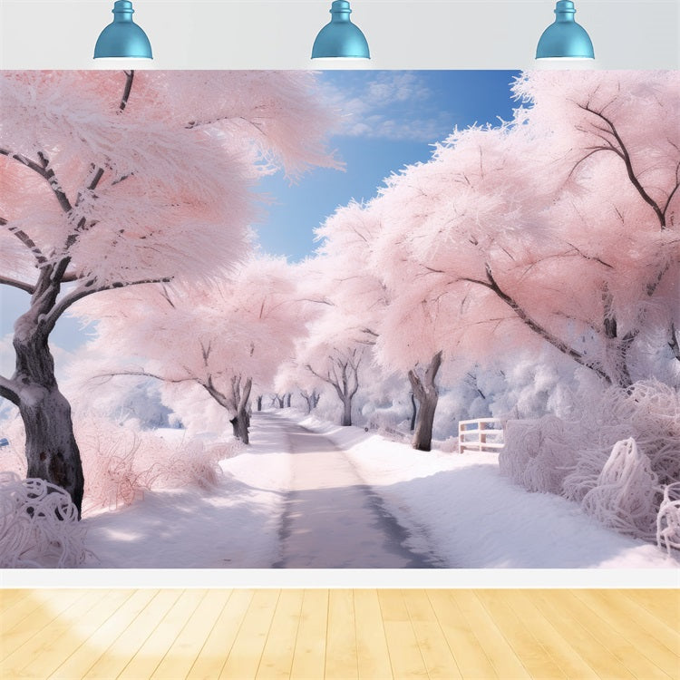 Enchanting Winter Pink Tree Wonderland Backdrop BRP9-276