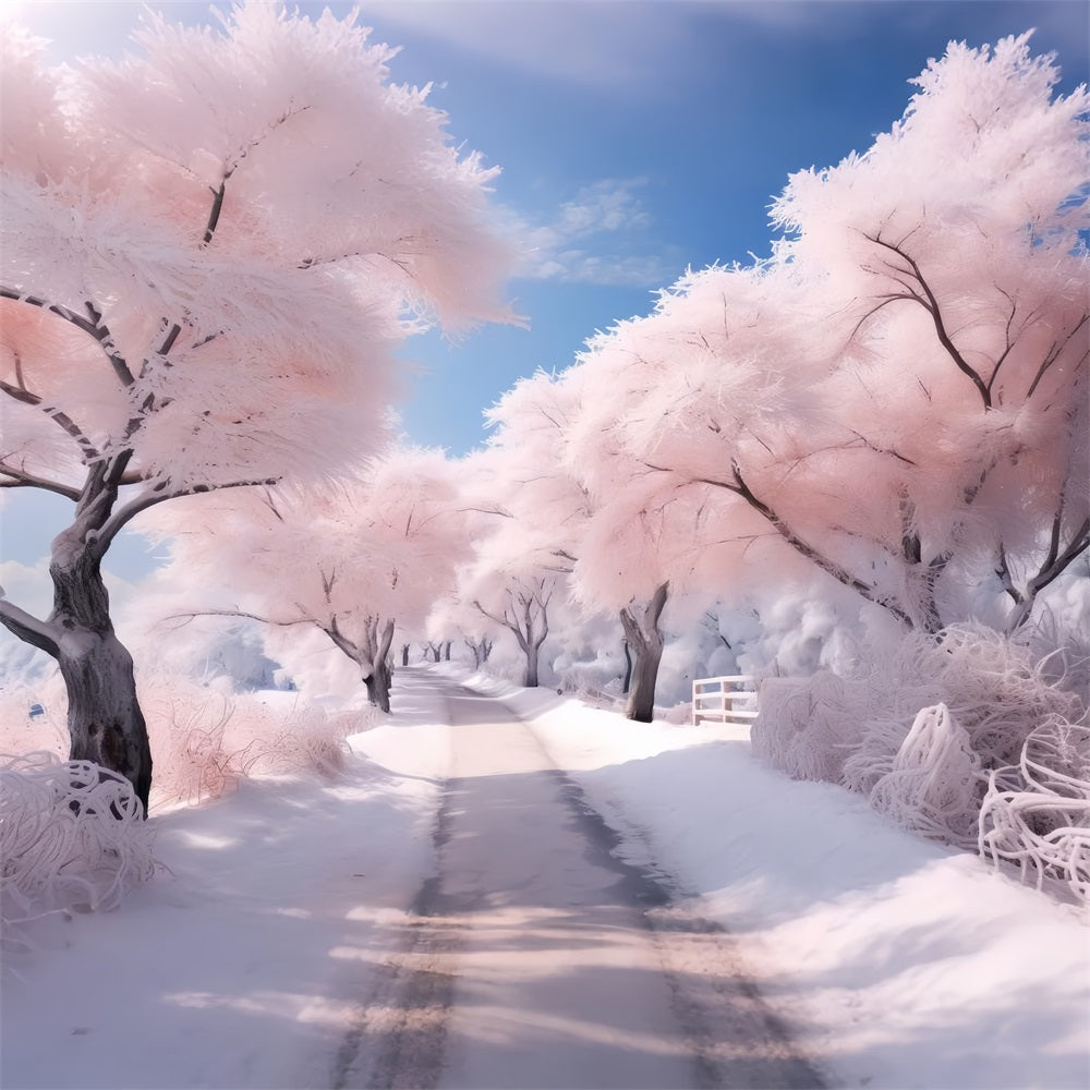 Enchanting Winter Pink Tree Wonderland Backdrop BRP9-276