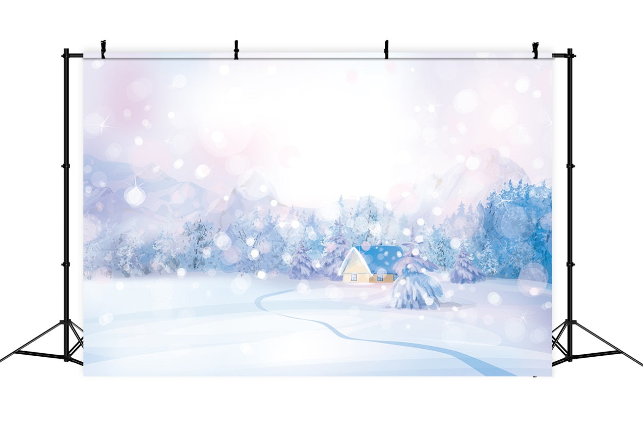 Winter Pastel Bokeh Snow Landscape Backdrop BRP9-279