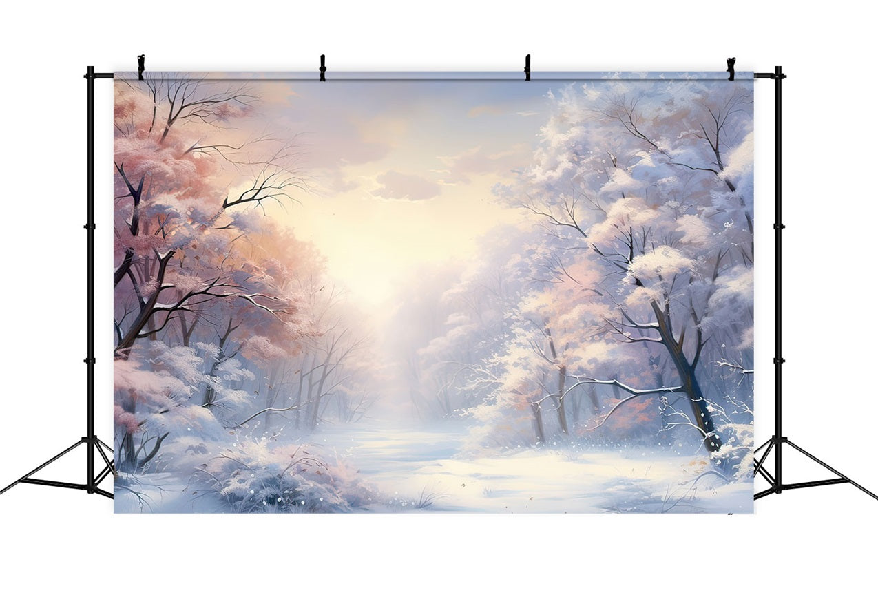 Soft Pastel Trees Winter Wonderland Backdrop BRP9-284