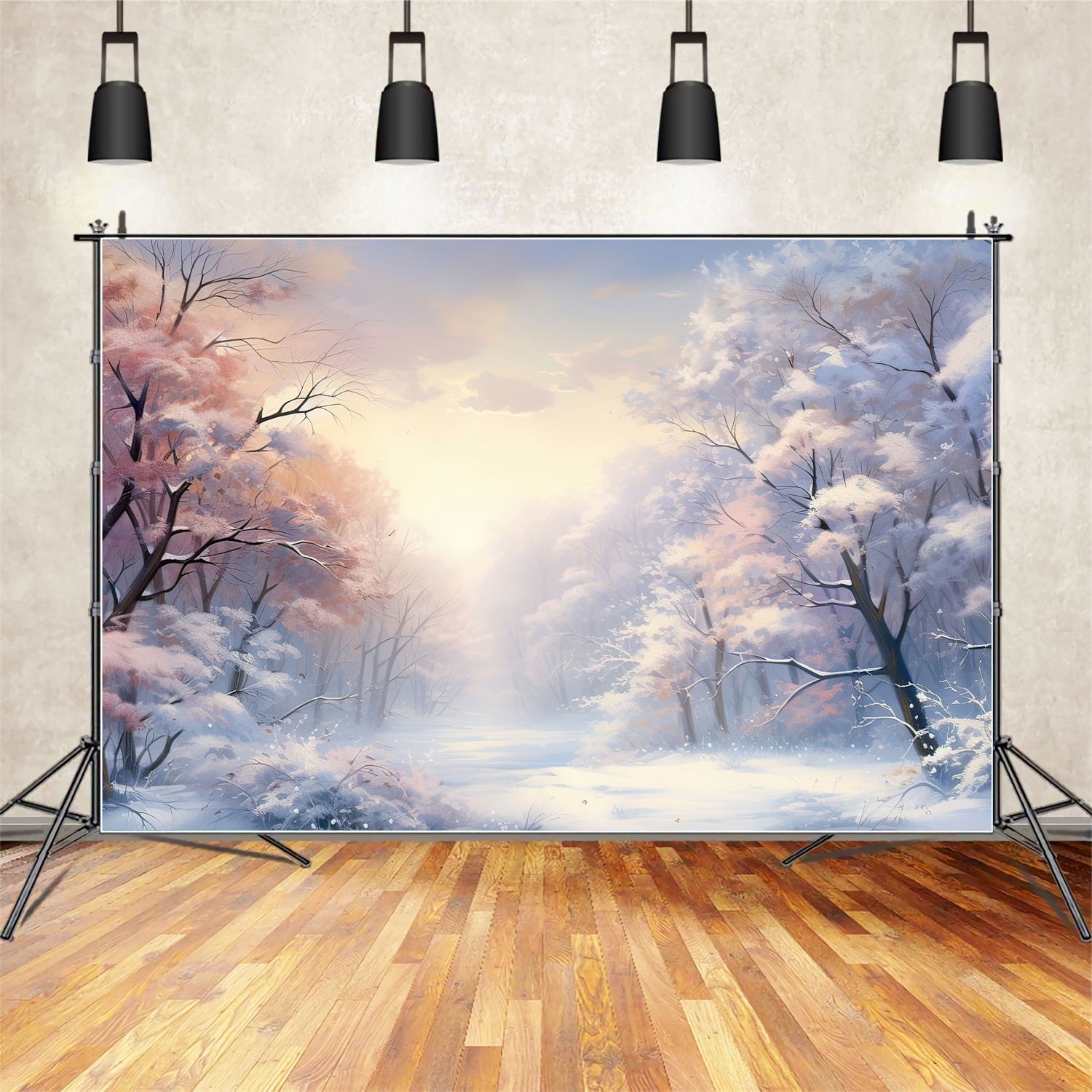 Soft Pastel Trees Winter Wonderland Backdrop BRP9-284