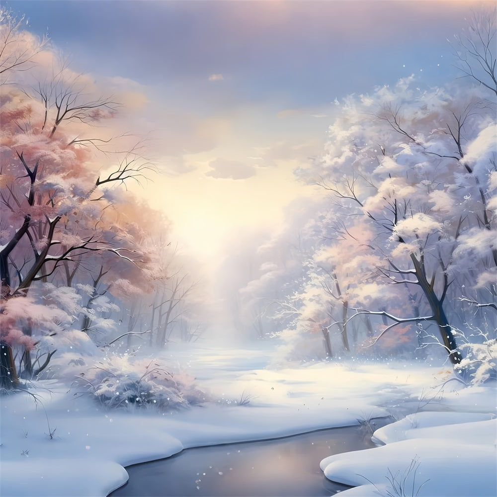 Soft Pastel Trees Winter Wonderland Backdrop BRP9-284