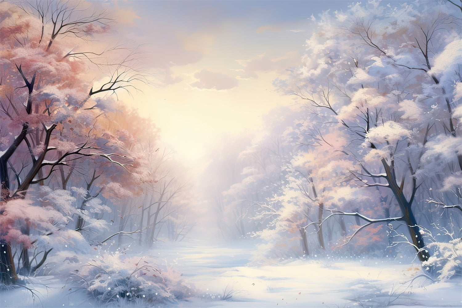 Soft Pastel Trees Winter Wonderland Backdrop BRP9-284