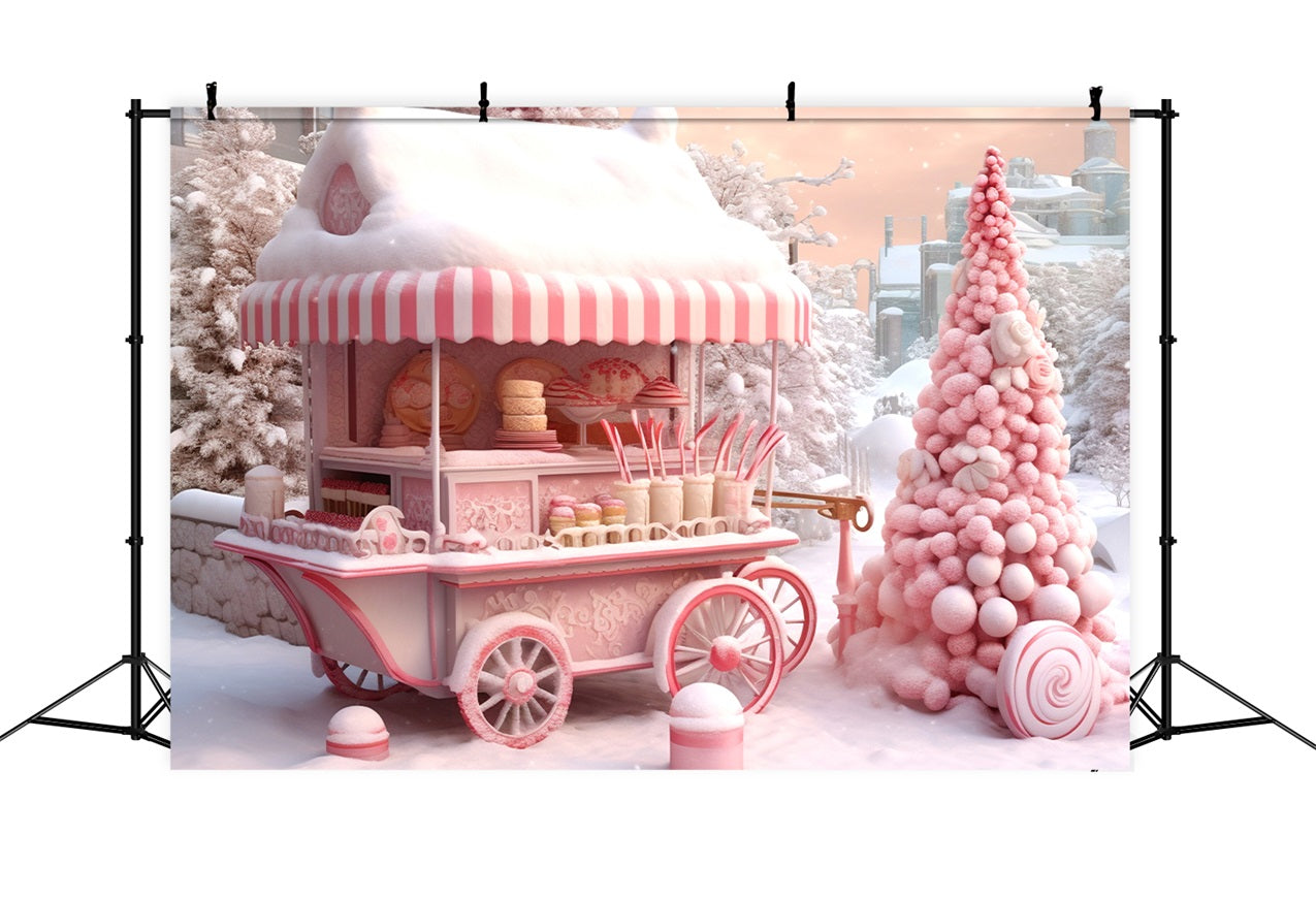 Candyland Cart Winter Frosty Wonderland Backdrop BRP9-285