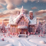 Candy Gingerbread Cottage Winter Backdrop BRP9-288