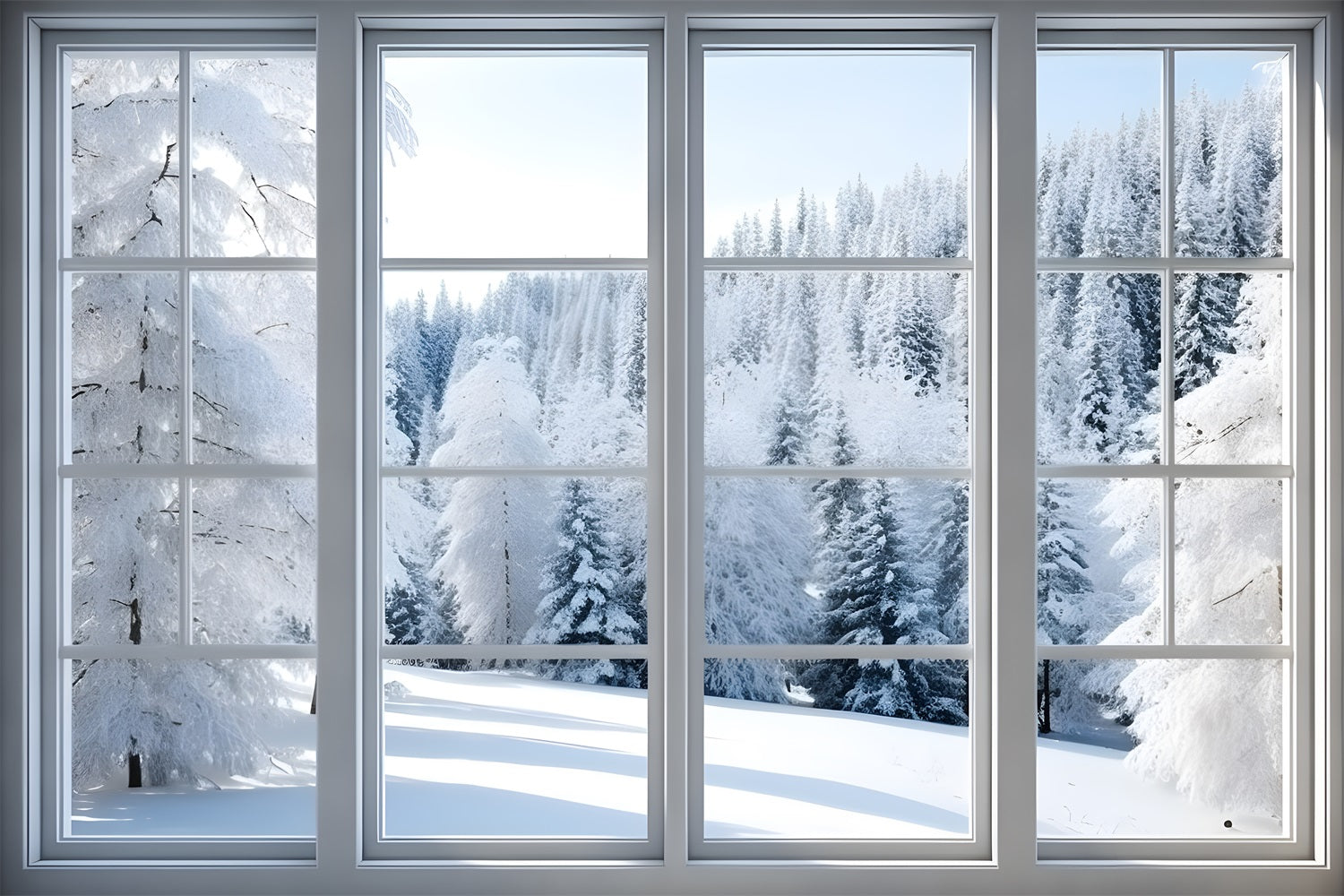 Winter Snowy Forest Scene Frosted Window Backdrop BRP9-294